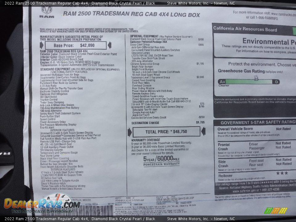 2022 Ram 2500 Tradesman Regular Cab 4x4 Diamond Black Crystal Pearl / Black Photo #23