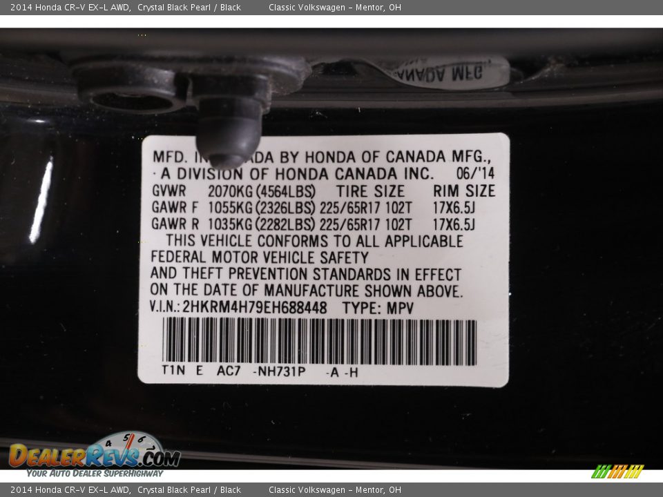2014 Honda CR-V EX-L AWD Crystal Black Pearl / Black Photo #21