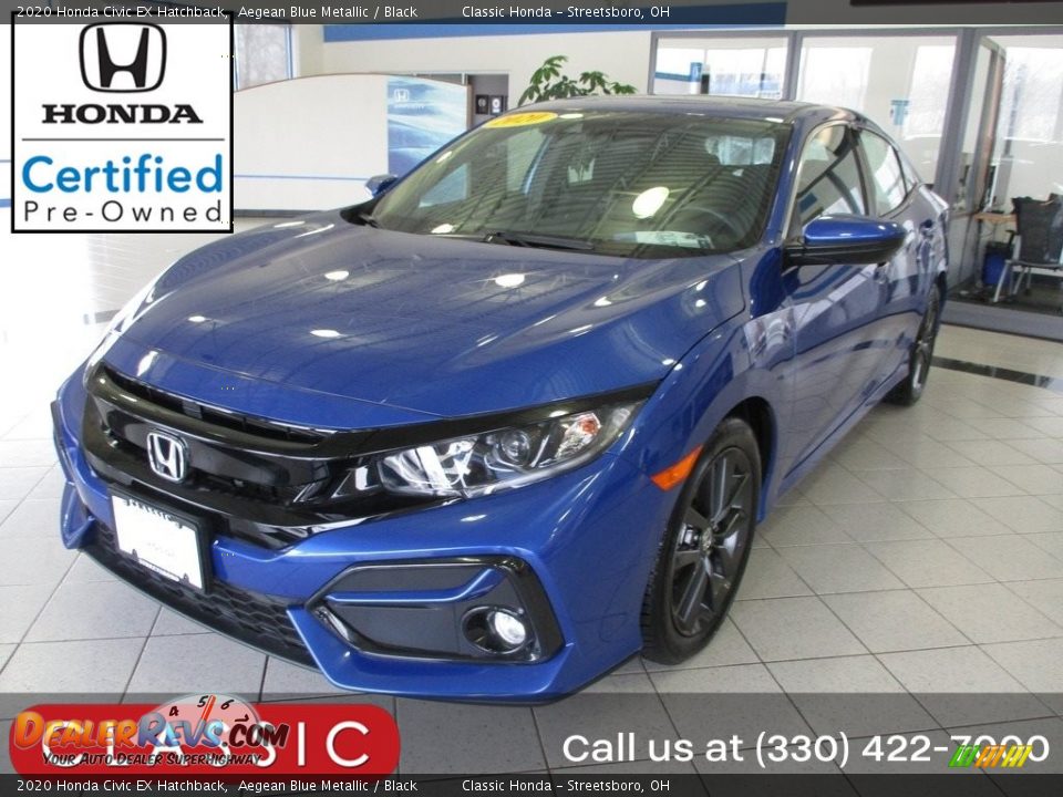 2020 Honda Civic EX Hatchback Aegean Blue Metallic / Black Photo #1