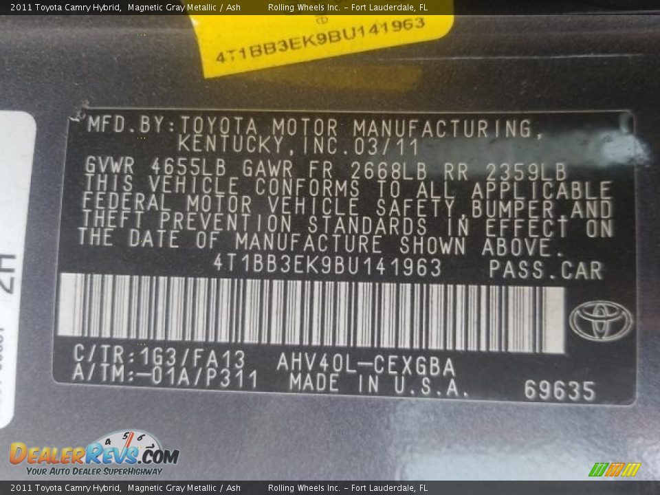 2011 Toyota Camry Hybrid Magnetic Gray Metallic / Ash Photo #7