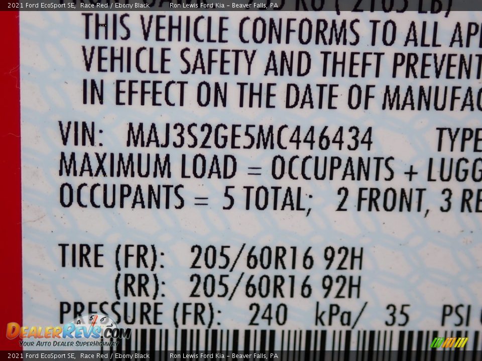 2021 Ford EcoSport SE Race Red / Ebony Black Photo #19