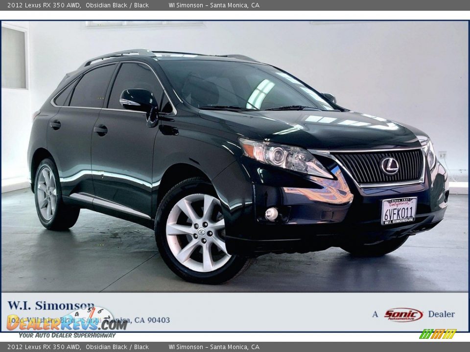 2012 Lexus RX 350 AWD Obsidian Black / Black Photo #1