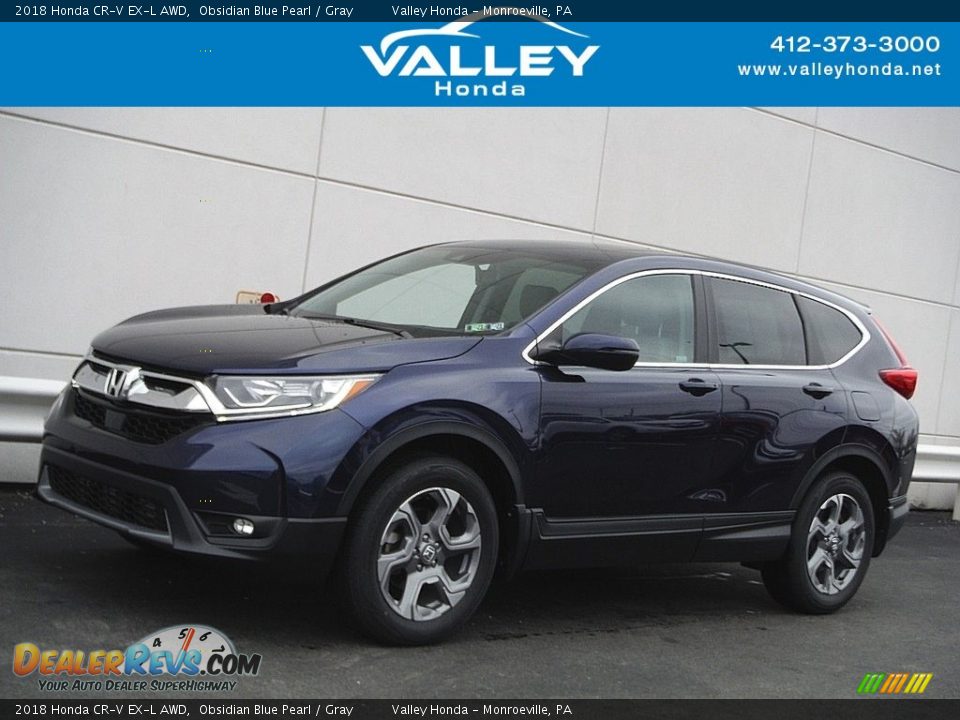 2018 Honda CR-V EX-L AWD Obsidian Blue Pearl / Gray Photo #1