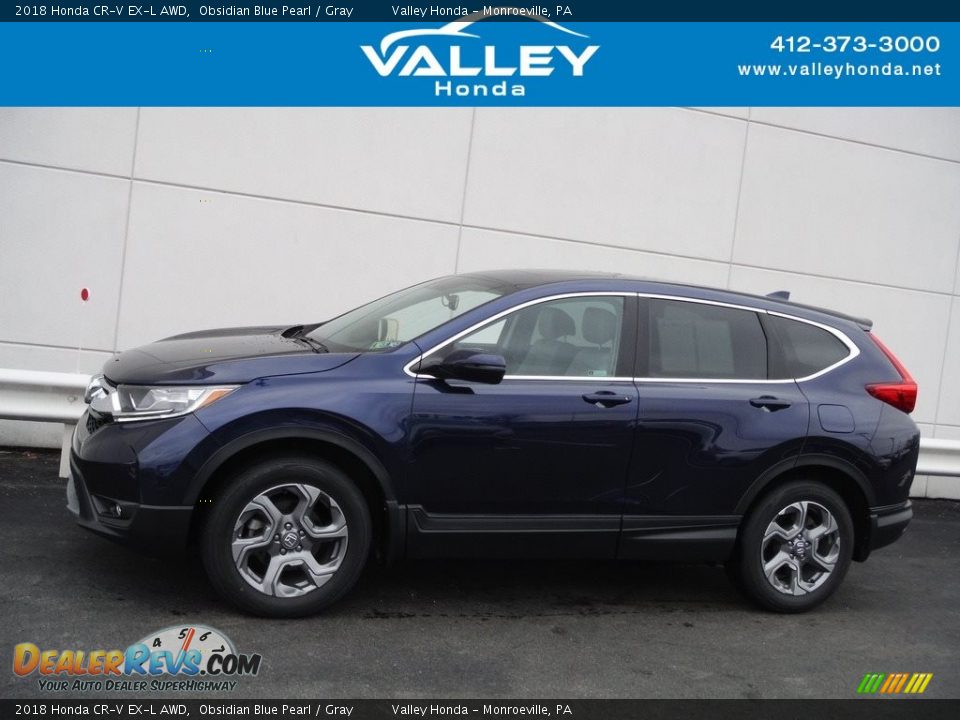 2018 Honda CR-V EX-L AWD Obsidian Blue Pearl / Gray Photo #2