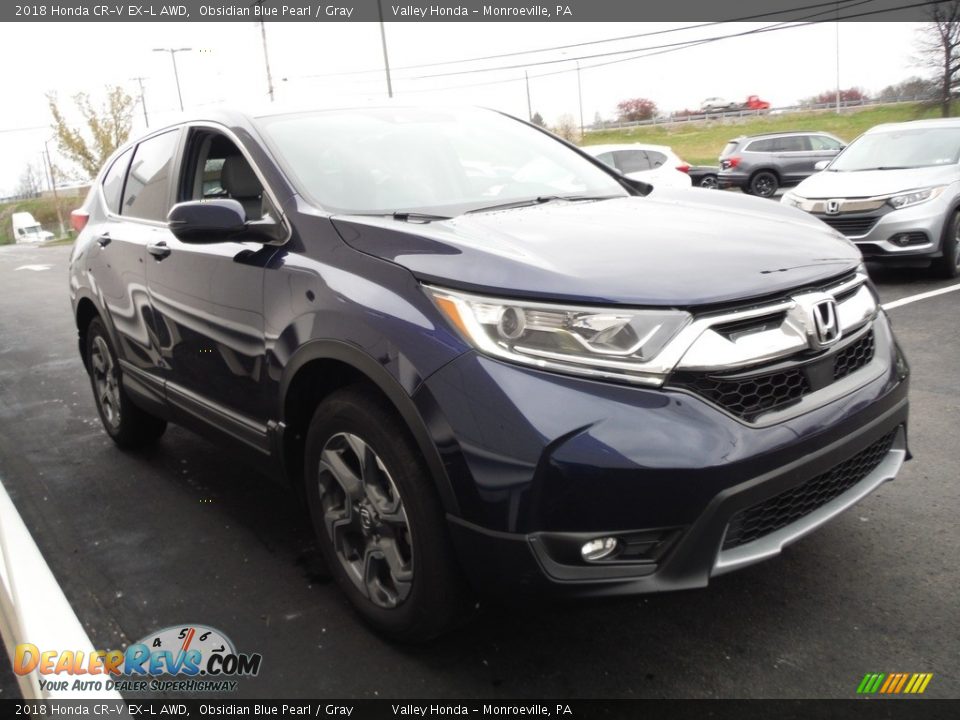 2018 Honda CR-V EX-L AWD Obsidian Blue Pearl / Gray Photo #6