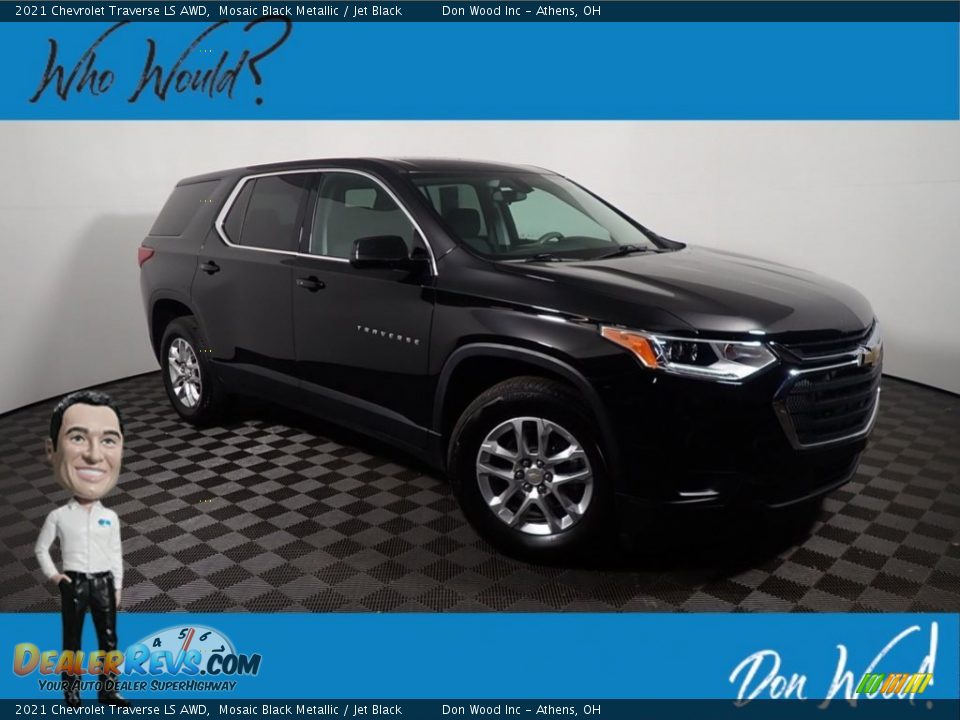 2021 Chevrolet Traverse LS AWD Mosaic Black Metallic / Jet Black Photo #1