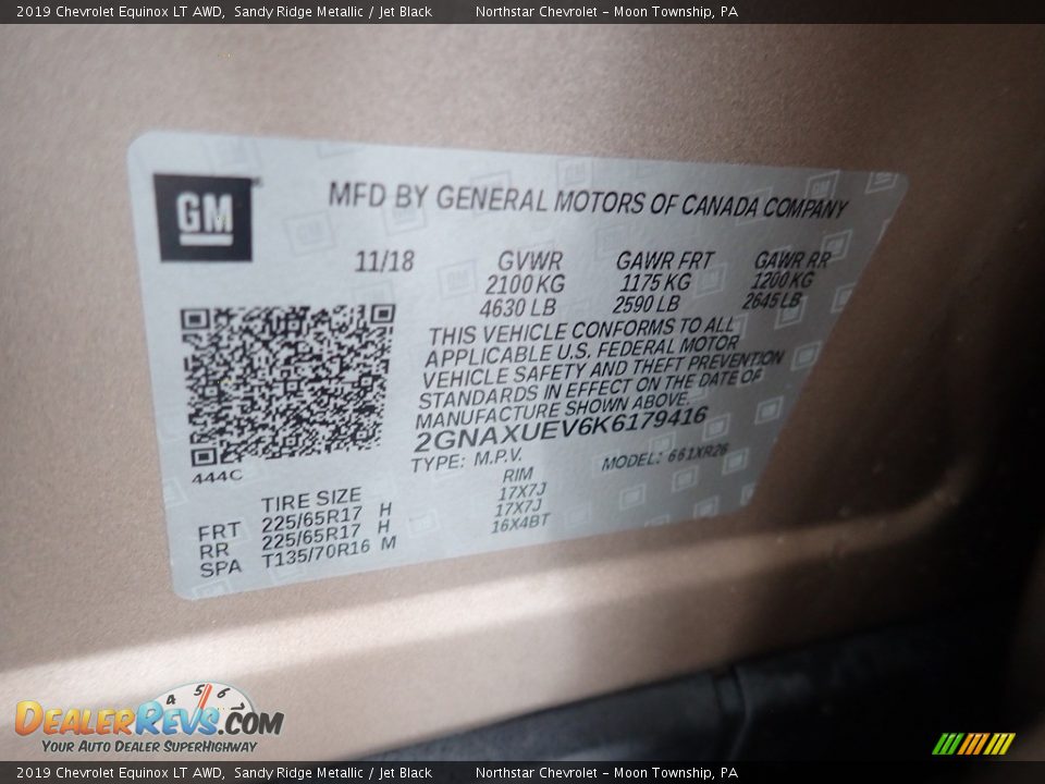 2019 Chevrolet Equinox LT AWD Sandy Ridge Metallic / Jet Black Photo #28