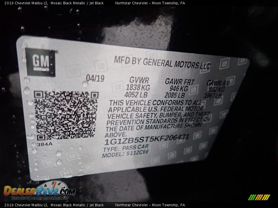 2019 Chevrolet Malibu LS Mosaic Black Metallic / Jet Black Photo #28