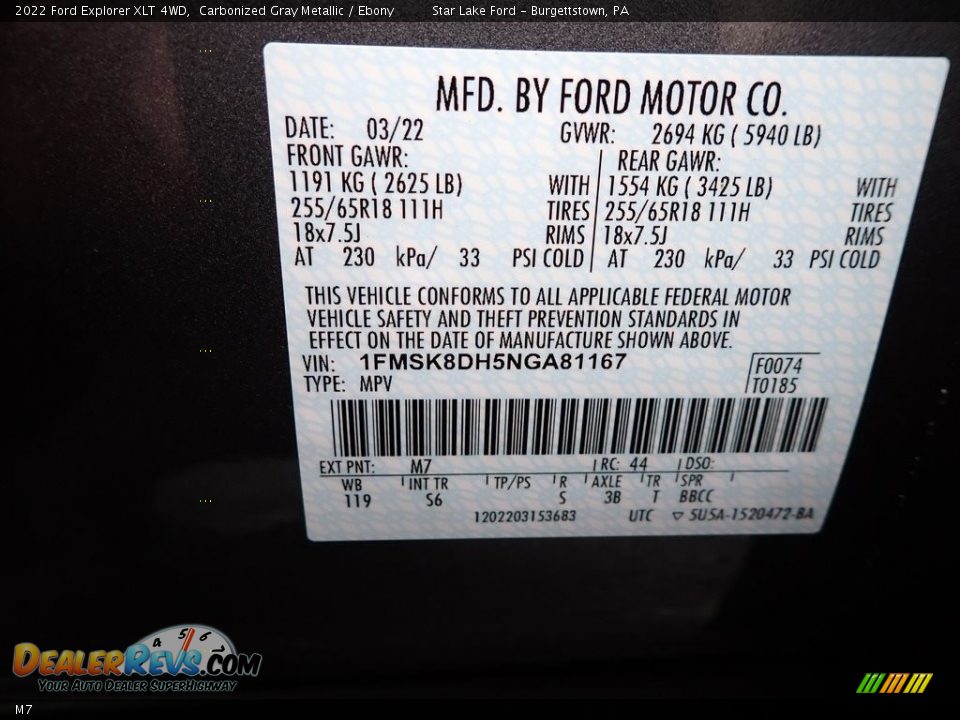 Ford Color Code M7 Carbonized Gray Metallic