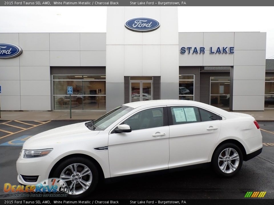 2015 Ford Taurus SEL AWD White Platinum Metallic / Charcoal Black Photo #1