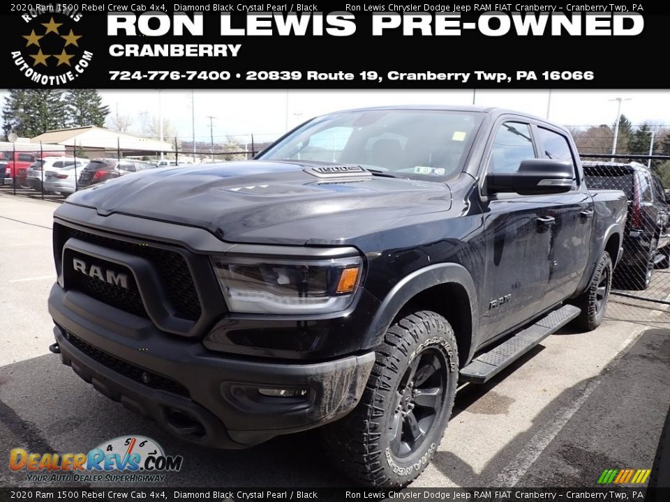 2020 Ram 1500 Rebel Crew Cab 4x4 Diamond Black Crystal Pearl / Black Photo #1