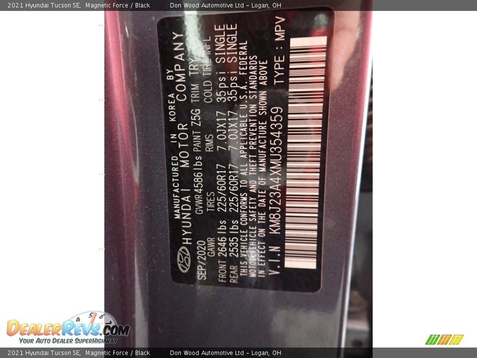 2021 Hyundai Tucson SE Magnetic Force / Black Photo #34