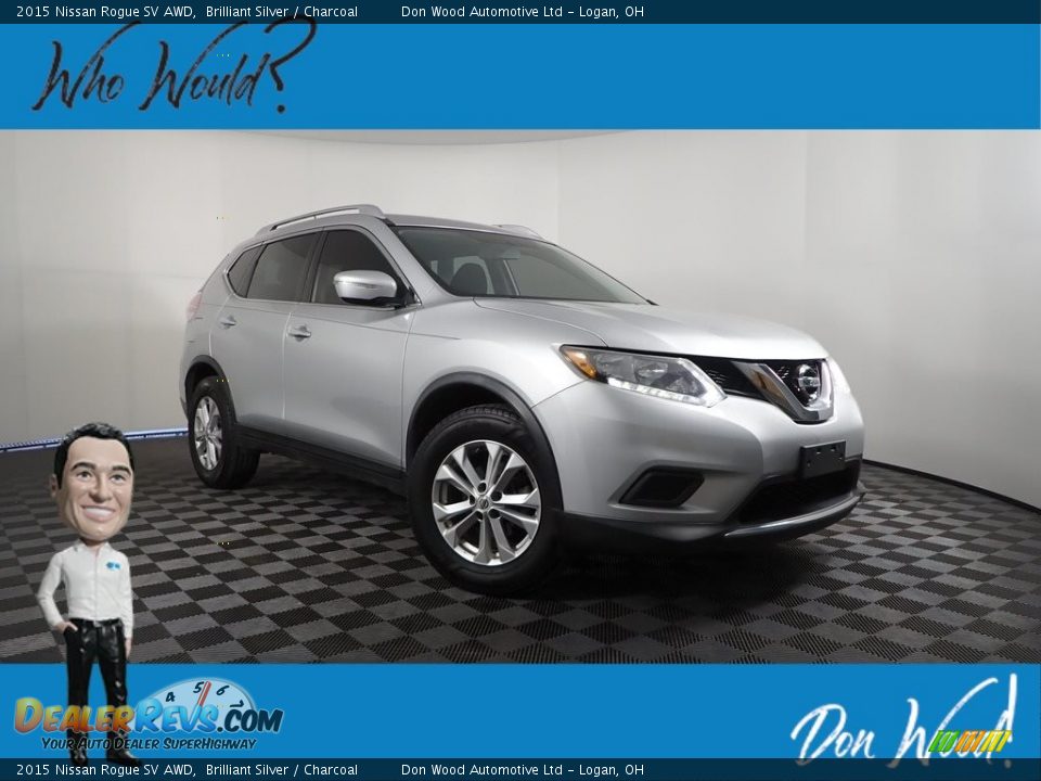 2015 Nissan Rogue SV AWD Brilliant Silver / Charcoal Photo #1