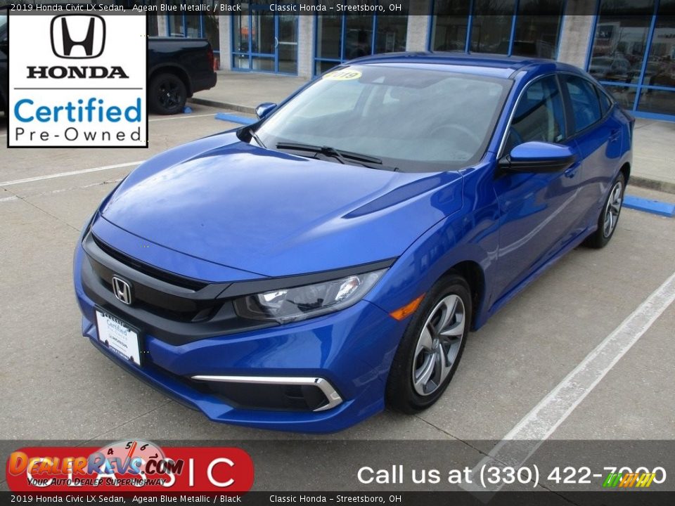 2019 Honda Civic LX Sedan Agean Blue Metallic / Black Photo #1