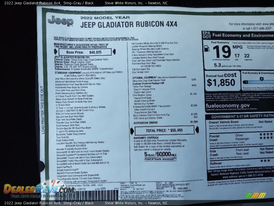 2022 Jeep Gladiator Rubicon 4x4 Sting-Gray / Black Photo #30
