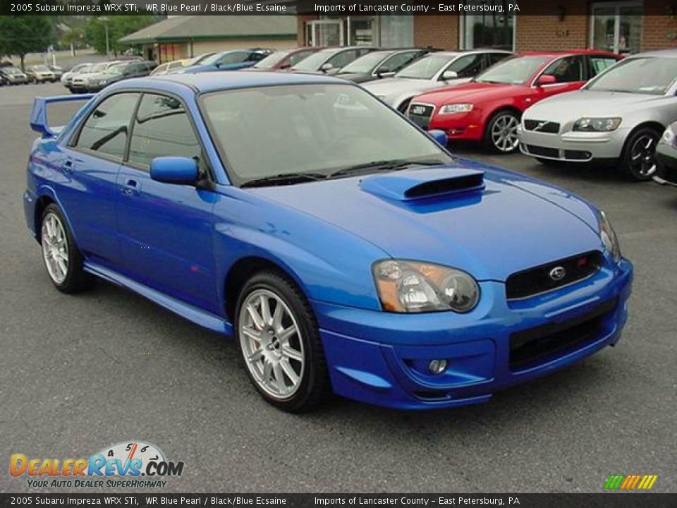 2005 Subaru Impreza WRX STi WR Blue Pearl / Black/Blue Ecsaine Photo #1