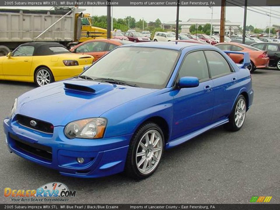 2005 Subaru Impreza WRX STi WR Blue Pearl / Black/Blue Ecsaine Photo #3