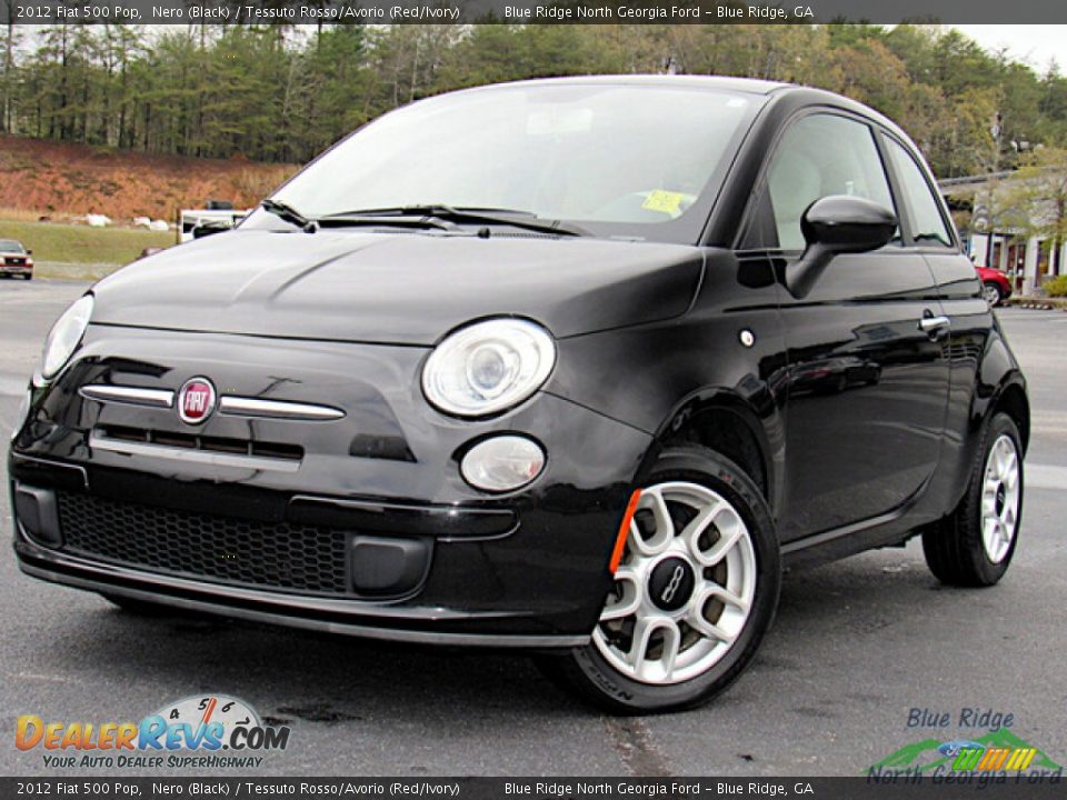 2012 Fiat 500 Pop Nero (Black) / Tessuto Rosso/Avorio (Red/Ivory) Photo #1