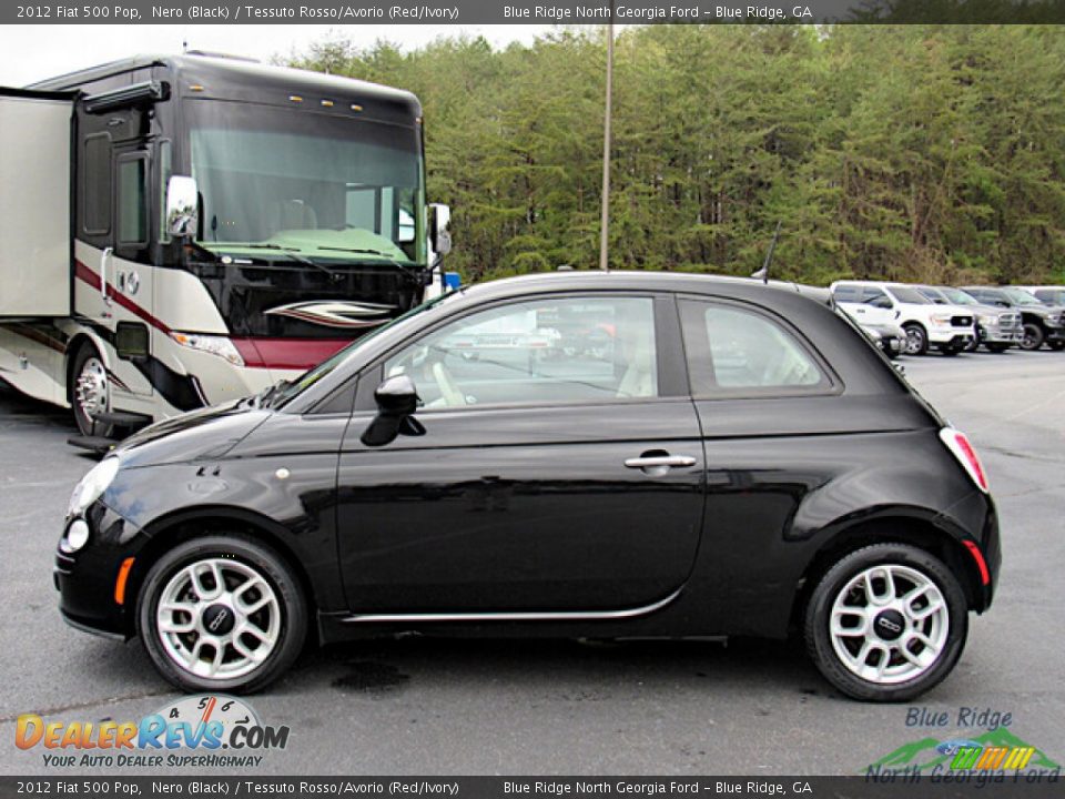 2012 Fiat 500 Pop Nero (Black) / Tessuto Rosso/Avorio (Red/Ivory) Photo #2