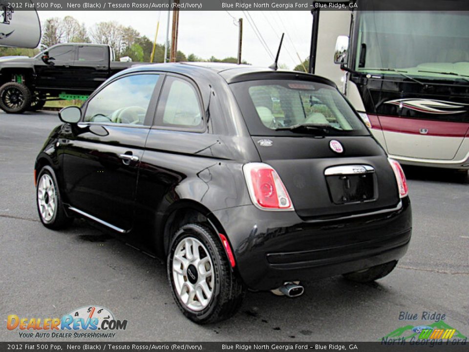 2012 Fiat 500 Pop Nero (Black) / Tessuto Rosso/Avorio (Red/Ivory) Photo #3