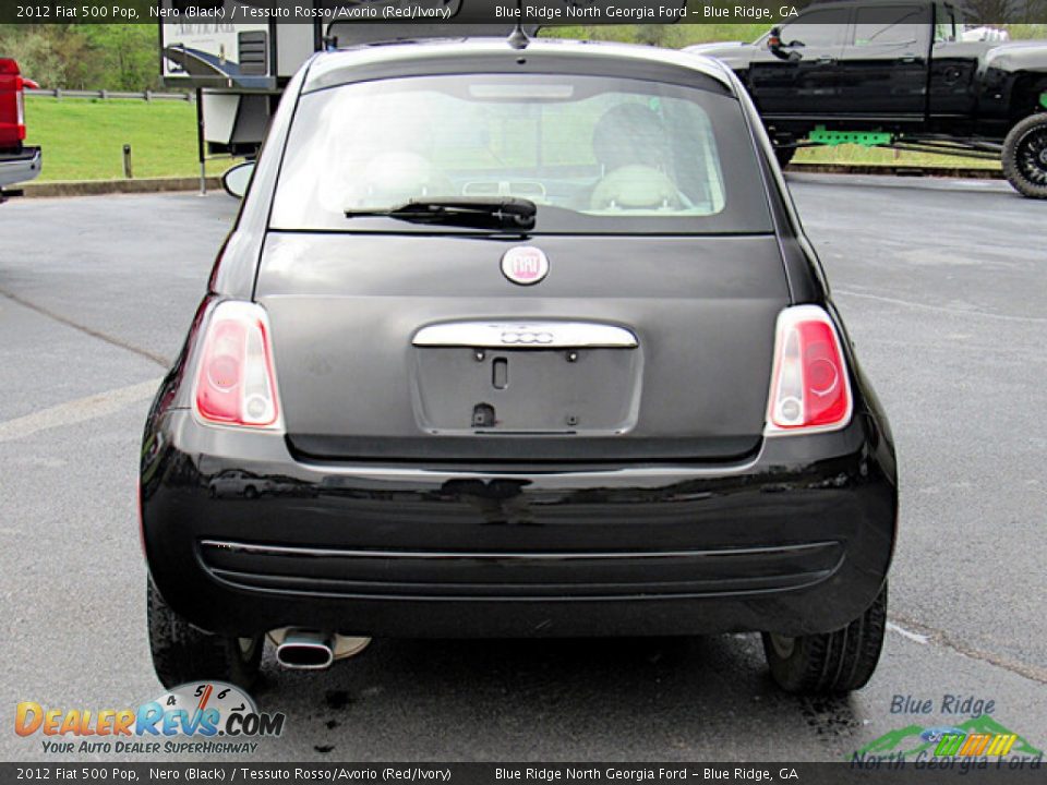 2012 Fiat 500 Pop Nero (Black) / Tessuto Rosso/Avorio (Red/Ivory) Photo #4
