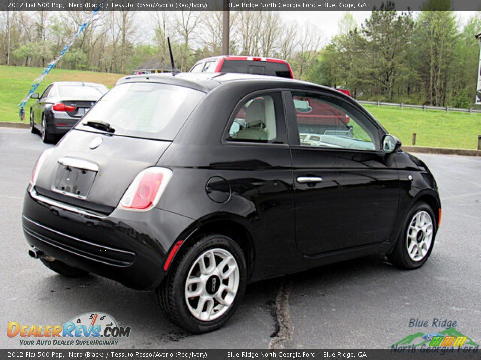 2012 Fiat 500 Pop Nero (Black) / Tessuto Rosso/Avorio (Red/Ivory) Photo #5