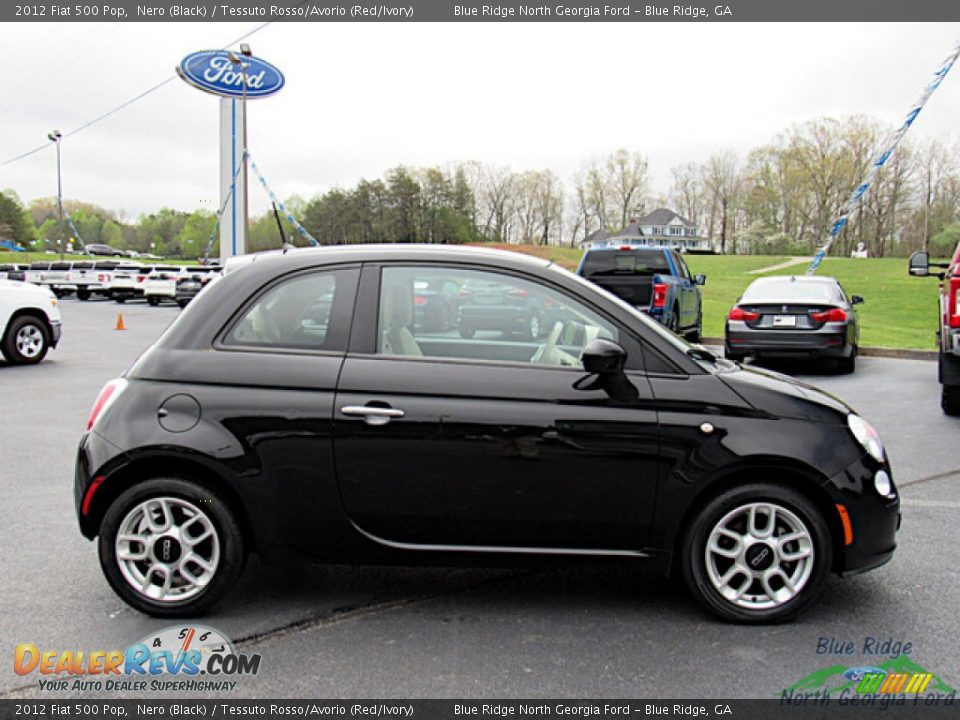 2012 Fiat 500 Pop Nero (Black) / Tessuto Rosso/Avorio (Red/Ivory) Photo #6