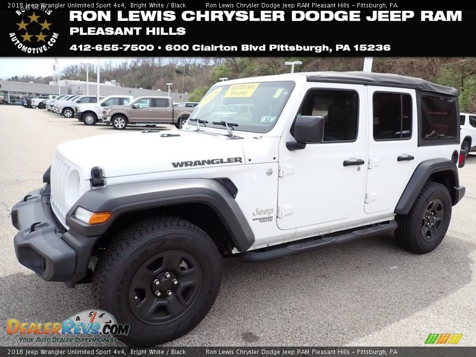 2018 Jeep Wrangler Unlimited Sport 4x4 Bright White / Black Photo #1