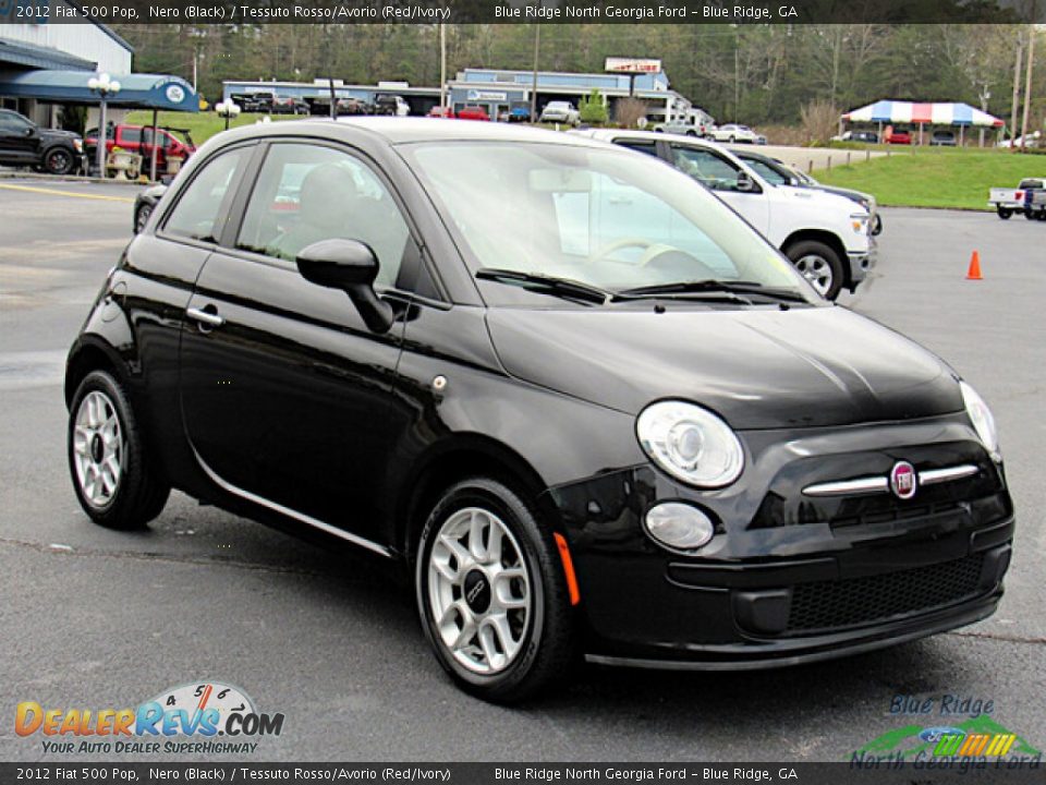 2012 Fiat 500 Pop Nero (Black) / Tessuto Rosso/Avorio (Red/Ivory) Photo #7