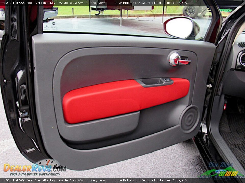 2012 Fiat 500 Pop Nero (Black) / Tessuto Rosso/Avorio (Red/Ivory) Photo #10