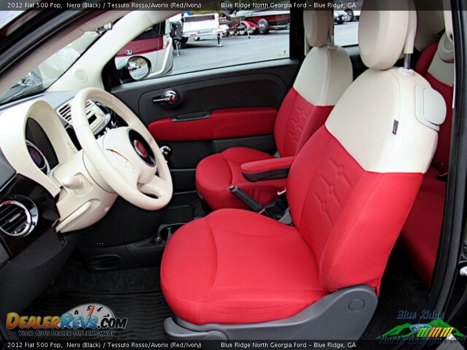 2012 Fiat 500 Pop Nero (Black) / Tessuto Rosso/Avorio (Red/Ivory) Photo #11