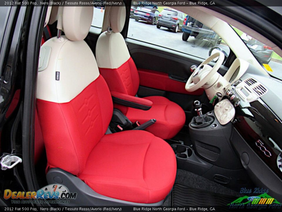 2012 Fiat 500 Pop Nero (Black) / Tessuto Rosso/Avorio (Red/Ivory) Photo #12