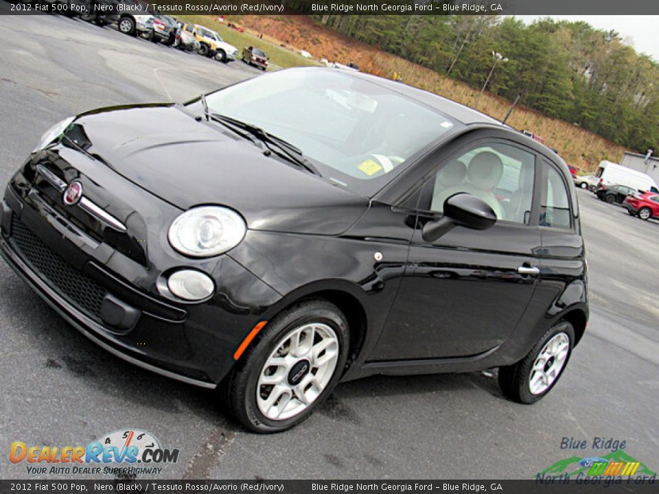 2012 Fiat 500 Pop Nero (Black) / Tessuto Rosso/Avorio (Red/Ivory) Photo #14