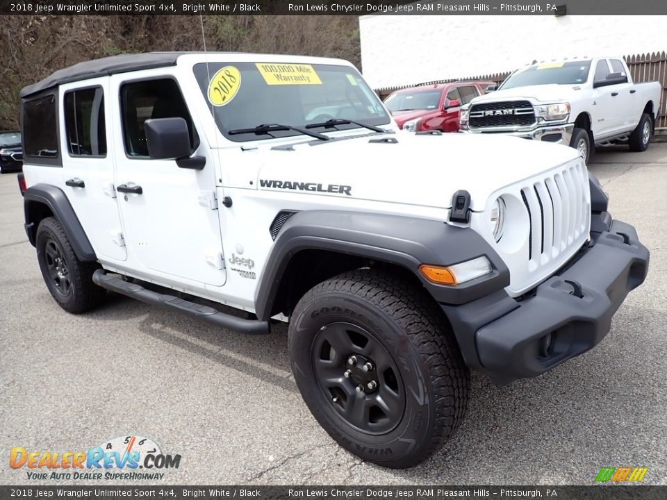 2018 Jeep Wrangler Unlimited Sport 4x4 Bright White / Black Photo #8