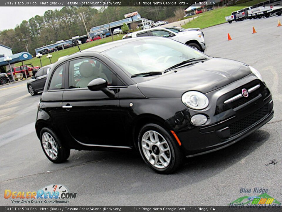 2012 Fiat 500 Pop Nero (Black) / Tessuto Rosso/Avorio (Red/Ivory) Photo #15