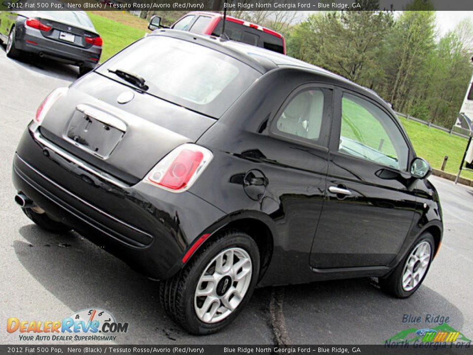 2012 Fiat 500 Pop Nero (Black) / Tessuto Rosso/Avorio (Red/Ivory) Photo #16