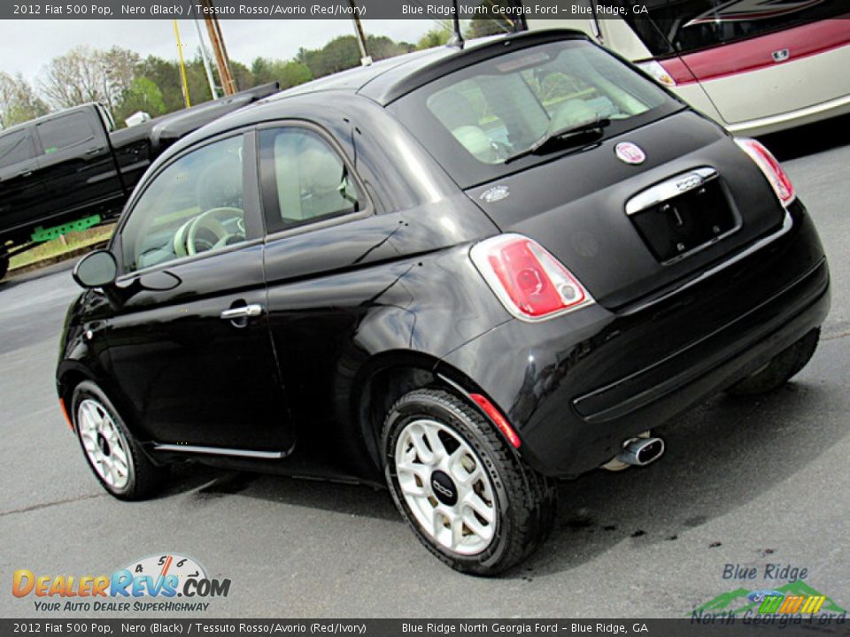 2012 Fiat 500 Pop Nero (Black) / Tessuto Rosso/Avorio (Red/Ivory) Photo #17