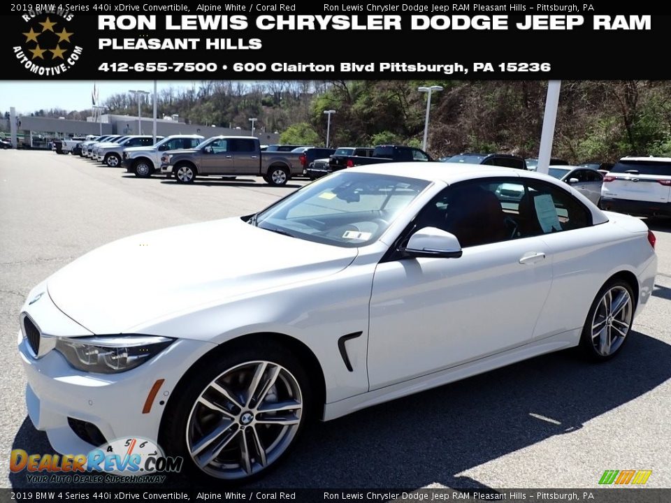 2019 BMW 4 Series 440i xDrive Convertible Alpine White / Coral Red Photo #1