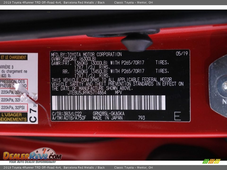 2019 Toyota 4Runner TRD Off-Road 4x4 Barcelona Red Metallic / Black Photo #23