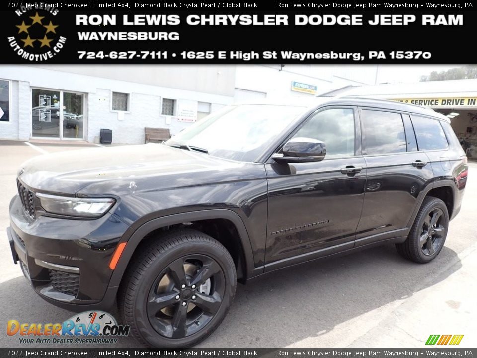 2022 Jeep Grand Cherokee L Limited 4x4 Diamond Black Crystal Pearl / Global Black Photo #1