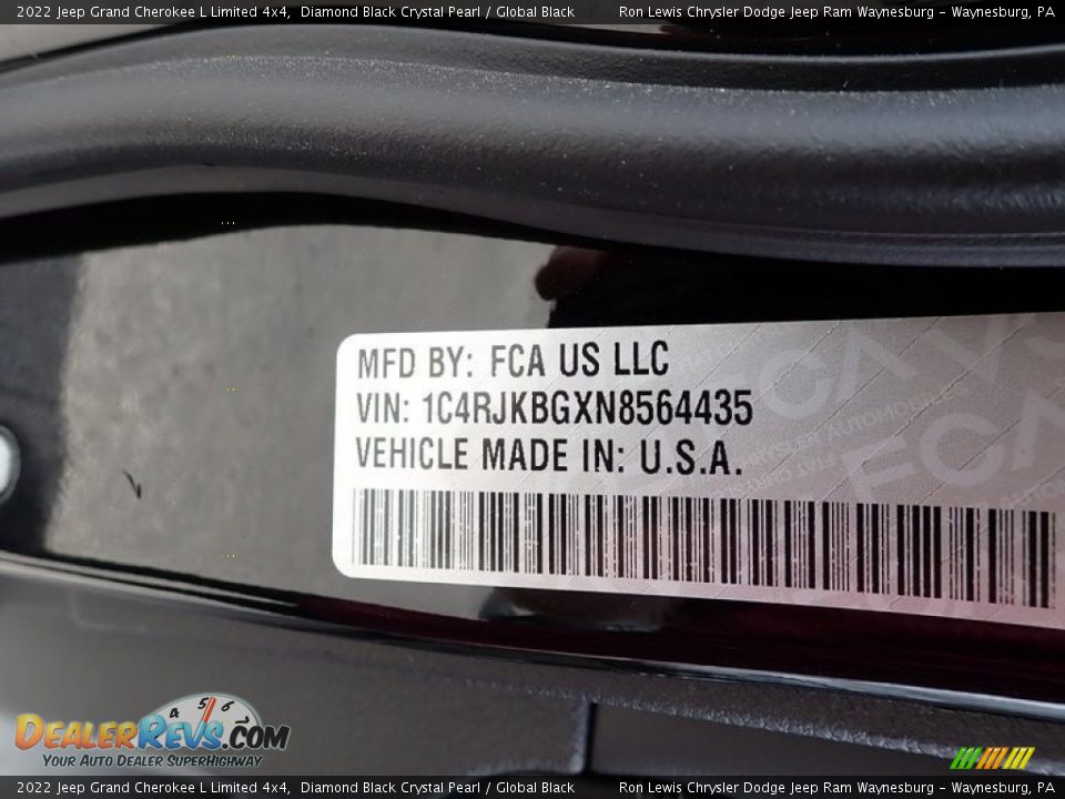 2022 Jeep Grand Cherokee L Limited 4x4 Diamond Black Crystal Pearl / Global Black Photo #14