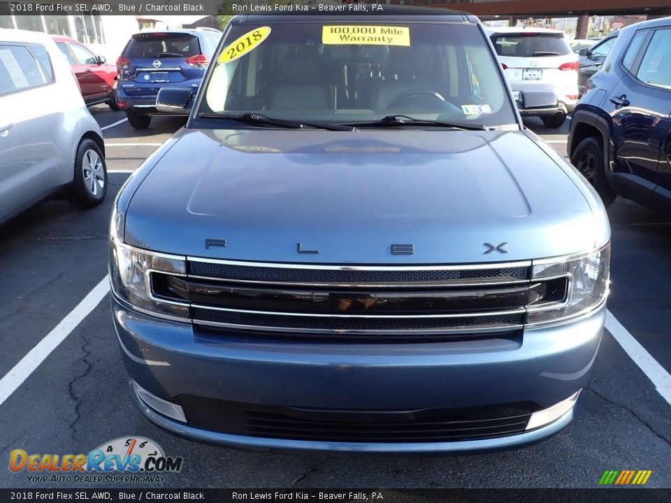 2018 Ford Flex SEL AWD Blue / Charcoal Black Photo #2