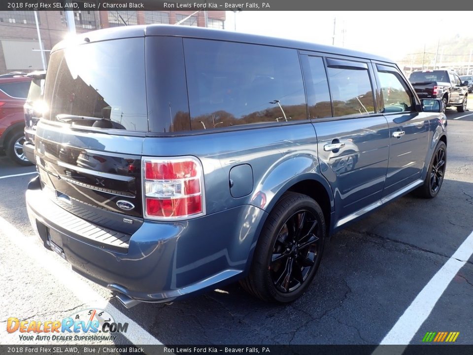 2018 Ford Flex SEL AWD Blue / Charcoal Black Photo #3