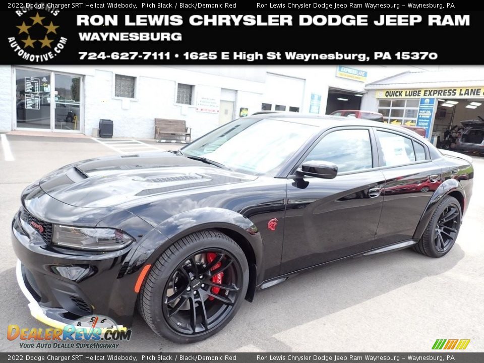 2022 Dodge Charger SRT Hellcat Widebody Pitch Black / Black/Demonic Red Photo #1