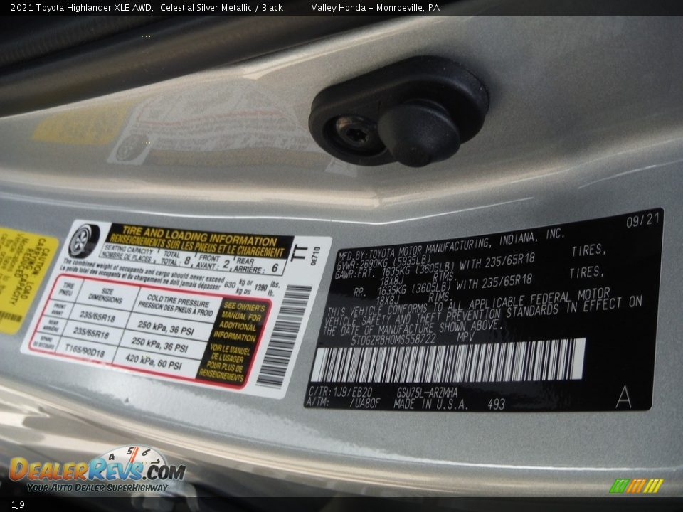 Toyota Color Code 1J9 Celestial Silver Metallic