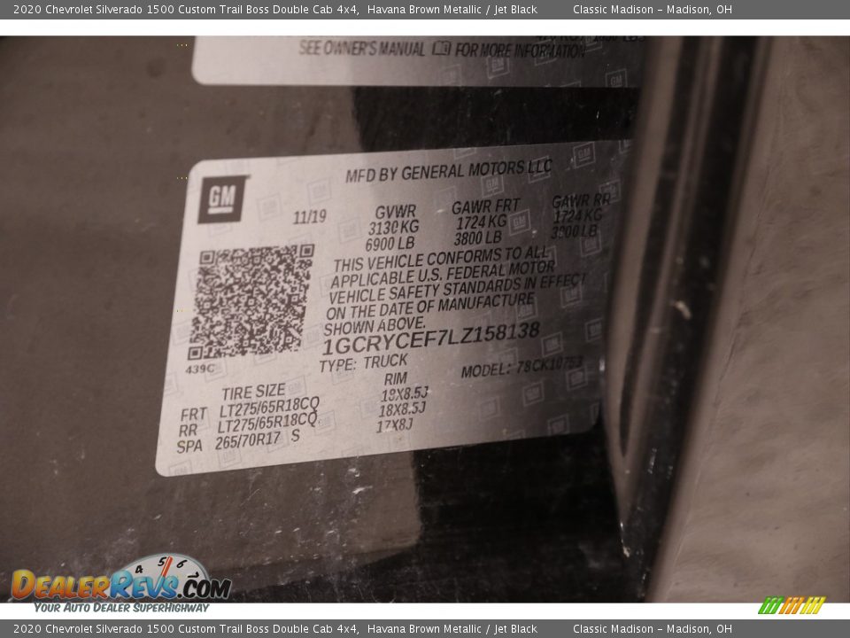 2020 Chevrolet Silverado 1500 Custom Trail Boss Double Cab 4x4 Havana Brown Metallic / Jet Black Photo #21