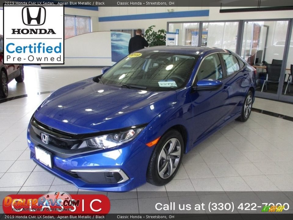 2019 Honda Civic LX Sedan Agean Blue Metallic / Black Photo #1