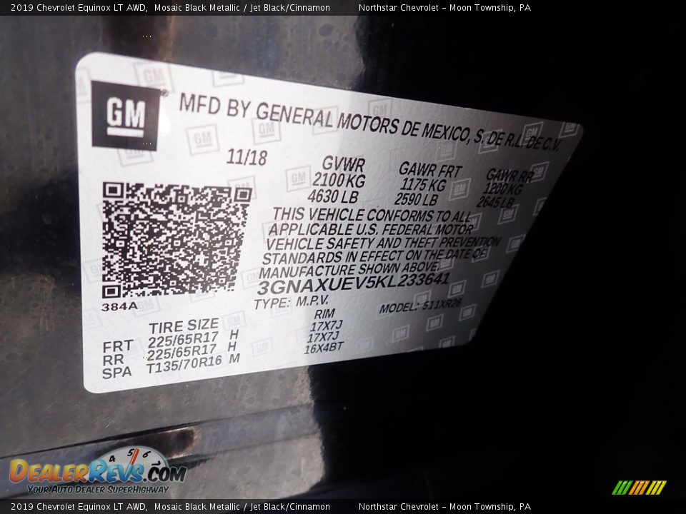 2019 Chevrolet Equinox LT AWD Mosaic Black Metallic / Jet Black/Cinnamon Photo #27