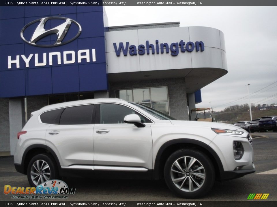 2019 Hyundai Santa Fe SEL Plus AWD Symphony Silver / Espresso/Gray Photo #2