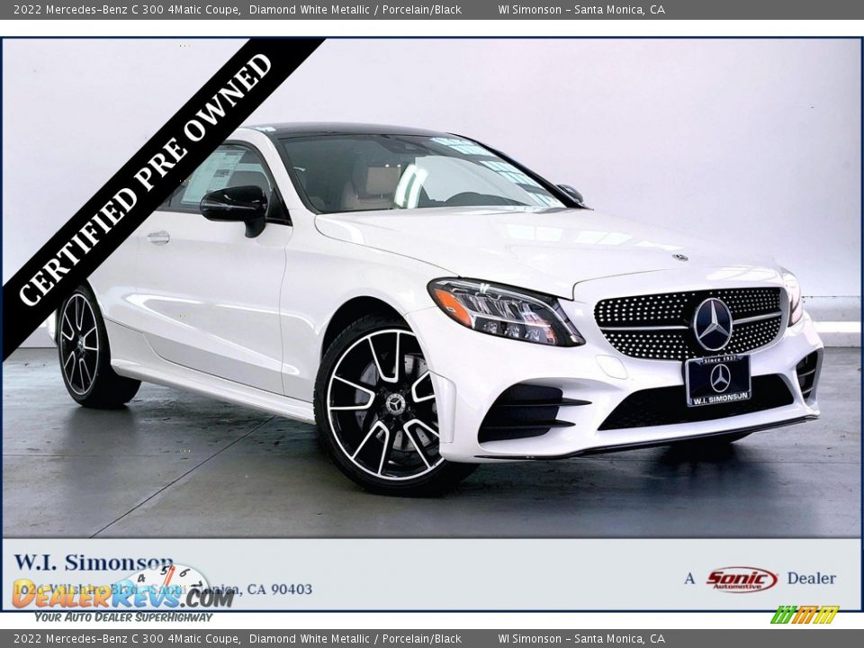 2022 Mercedes-Benz C 300 4Matic Coupe Diamond White Metallic / Porcelain/Black Photo #1